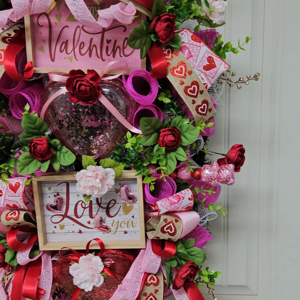 Valentine's Day Wreath with Red and Pink Accents